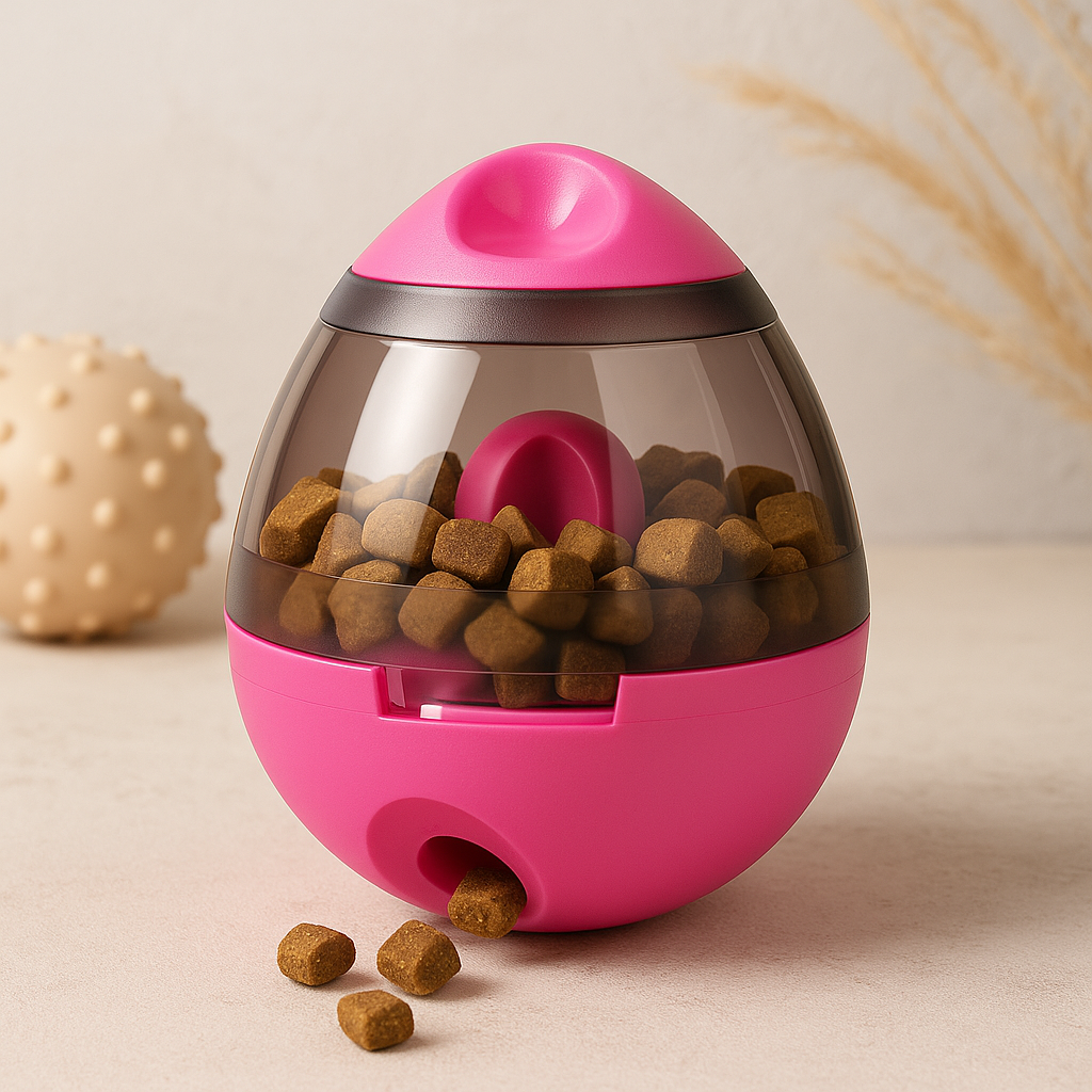 Orange interactive pet treat ball food dispenser toy for dogs and cats