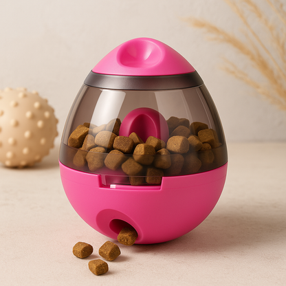Orange interactive pet treat ball food dispenser toy for dogs and cats