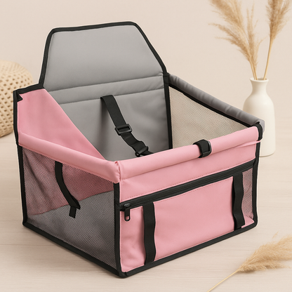Foldable pet car hammock seat in black for dogs and cats