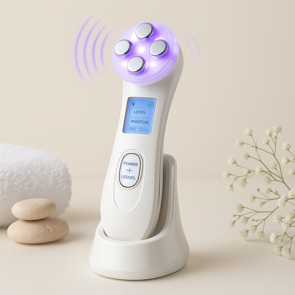 5-in-1 face massager mesotherapy skin rejuvenation device in white