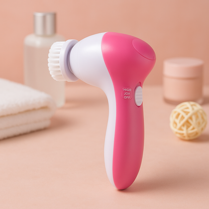 5-in-1 electric facial cleansing brush set with multiple attachments