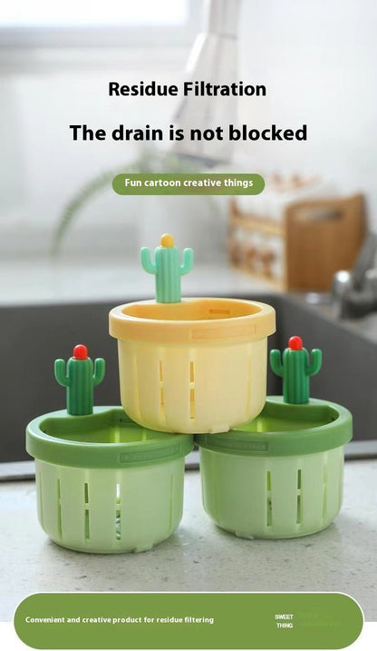 Cactus Sink Drain Strainer Press Automatic Dumping Basket Multi-functional Use Filter Net For Tub Kitchen Waste Collector Kitchen Gadgets
