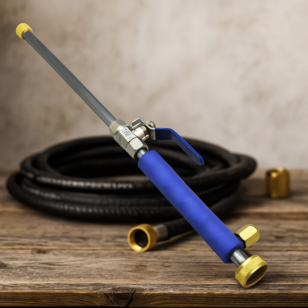 High-pressure aluminium garden hose and spray nozzle for car washing