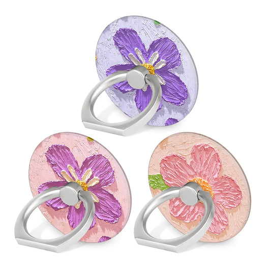 Bonoma Cell Phone Ring Holder Stand Finger Rings Grip3 Pack Universal Colorful Oil Painting Flower Phone Finger Ring Holder360 Degree Rotation Finger Ring Kickstand Compatible with All